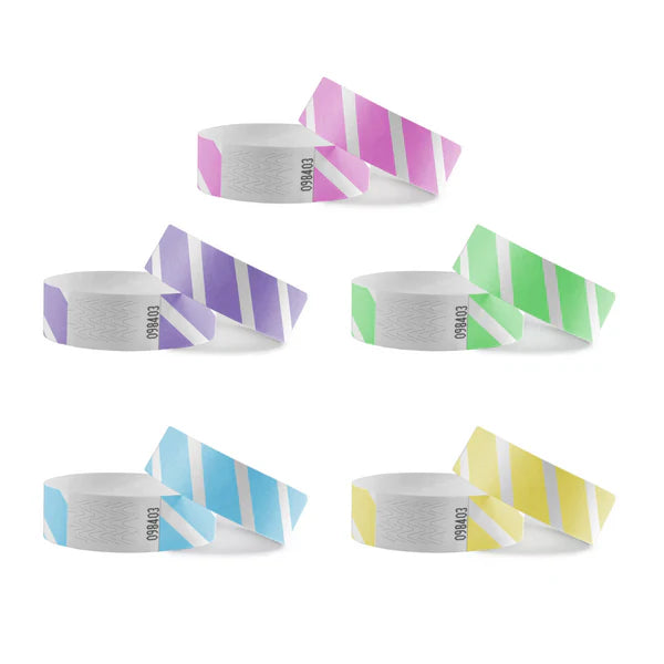 Pulseras de Tyvek rayadas 
mezcla de colores  - 100 unidades