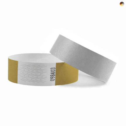 Pulseras de Tyvek mezcla de 5 colores metálicos - 100 unidades