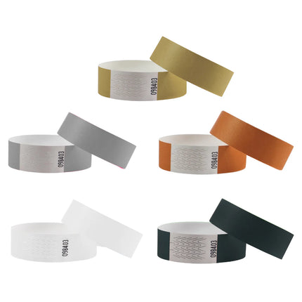 Pulseras de Tyvek mezcla de 5 colores metálicos - 100 unidades