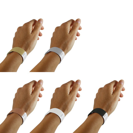 Pulseras de Tyvek mezcla de 5 colores metálicos - 100 unidades
