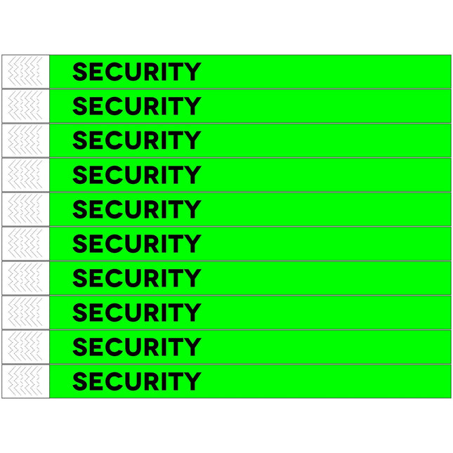 Pulseras de Tyrex verde neon SECURITY - 100 unidades