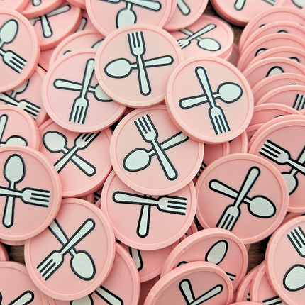 Fichas de plastico cuchara y tenedor Ø29 mm - 100 unidades