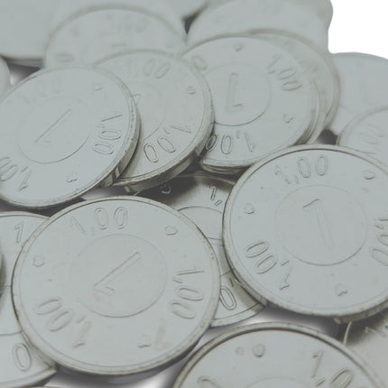 Fichas de carrito de compra acero niquelado €1,00 - 100 unidades
