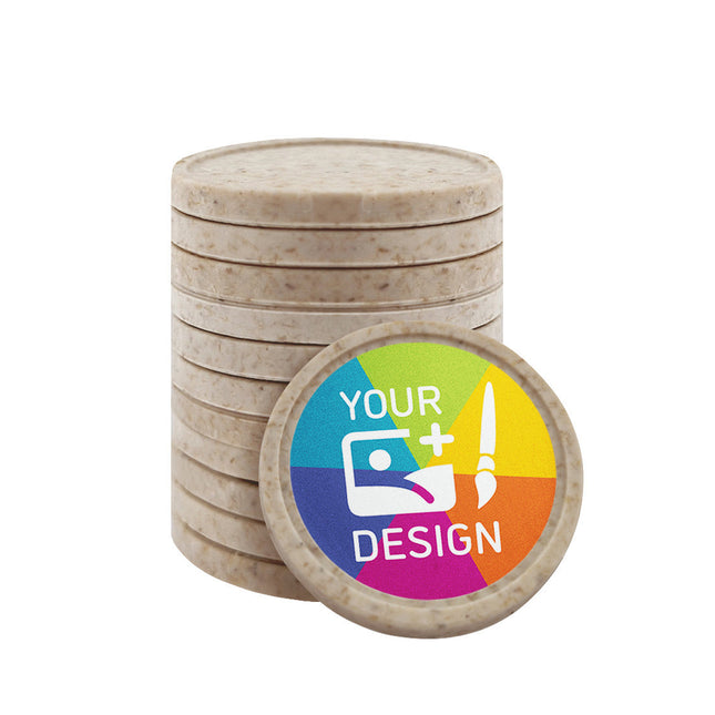 Fichas de carrito de la compra de fibra de madera €1  personalizadas - 100 unidades