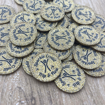 Fichas con brillantina personalizadas Ø29mm - 100 unidades