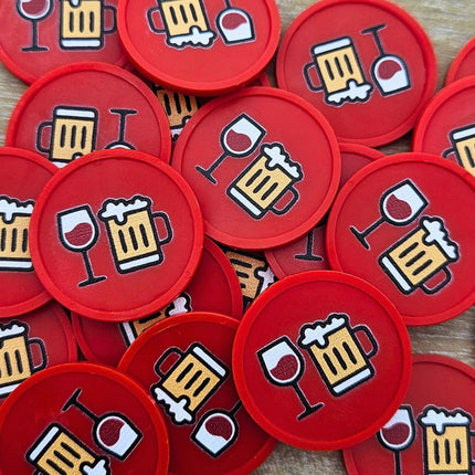 Fichas de plastico de cerveza y vino Ø29 mm - 100 unidades