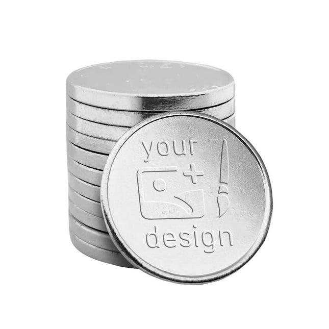 Fichas de carrito de compra acero niquelado personalizadas €1,00 - por 1000 unidades