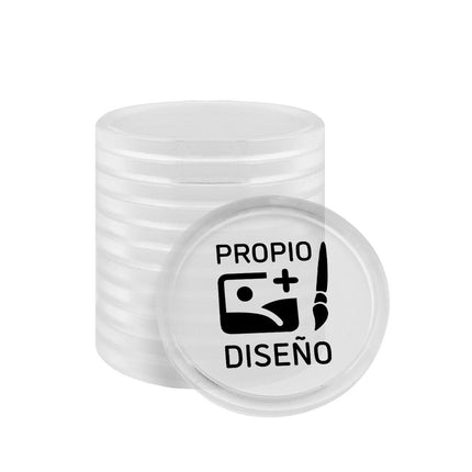 Fichas personalizadas transparentes Ø25 mm - 100 unidades