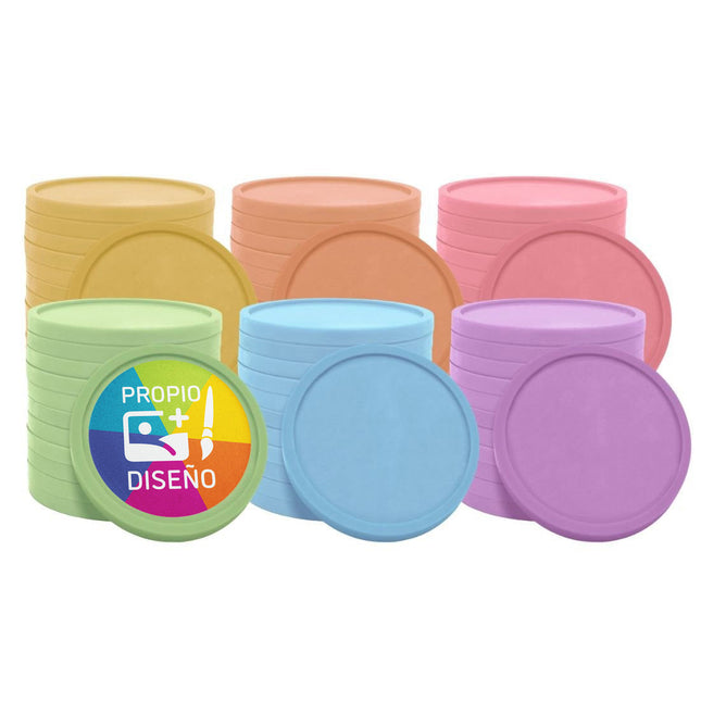 Fichas de plastico reciclado mezcla personalizadas Ø29mm - 108 unidades