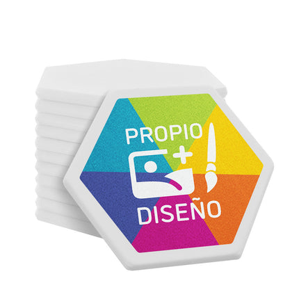 Ficha de plastico hexagono personalizada 38x38 mm - 100 unidades