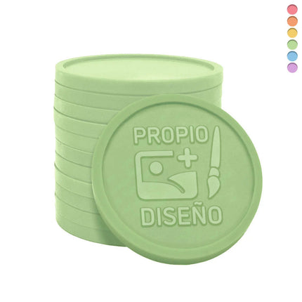 Fichas personalizadas en relieve reciclado Ø29 mm - 1000 unidades
