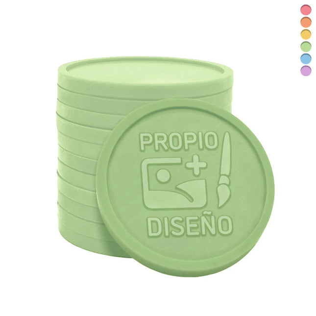 Fichas personalizadas en relieve reciclado Ø29 mm - 1000 unidades
