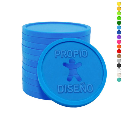 Fichas de plastico en relieve personalizadas con forma propia Ø29 mm - 1000 unidades