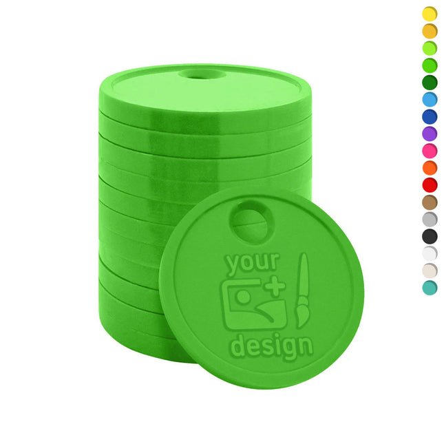 Fichas de carrito de la compra personalizadas en relieve €0,50  con orificio- 1000 unidades