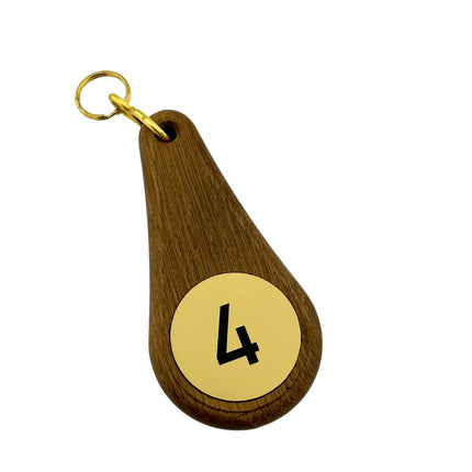 Llavero para hotel Oaky Drop marrón oscuro 110 x 55 mm - ambos lados