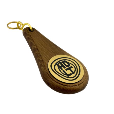 Llavero de madera para hotel Oaky Drop marrón oscuro 110 x 55 mm - un lado