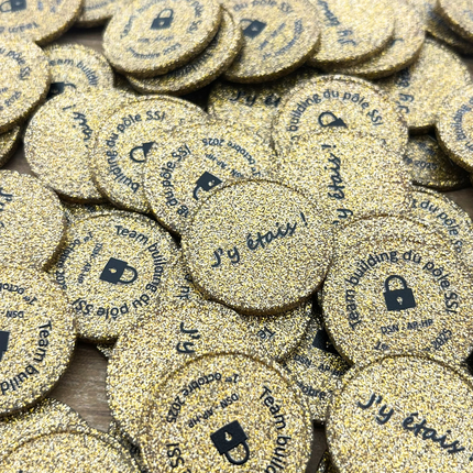 Fichas con brillantina personalizadas Ø29mm - 100 unidades