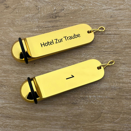 Llavero para hotel Classico aluminio dorado personalizable - por unindad