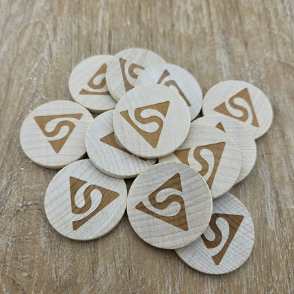 Fichas de madera grabadas personalizadas Ø50 mm - 100 unidades