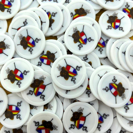 Fichas de plástico personalizades blanco Ø28mm - 100 unidades