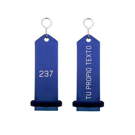 Llavero para hotel Bumerang personalizable Azul -Por unidad