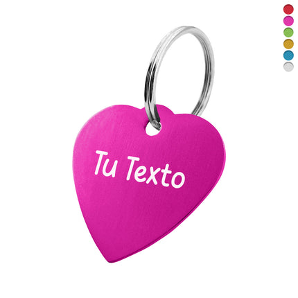 Llavero de aluminio corazon y texto 29x29 mm - Por unidad