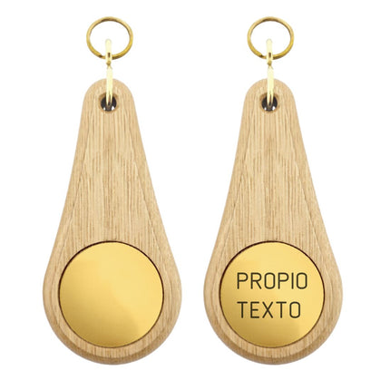 Llavero para hotel Oaky Drop marrón claro 110 x 55 mm - ambos lados