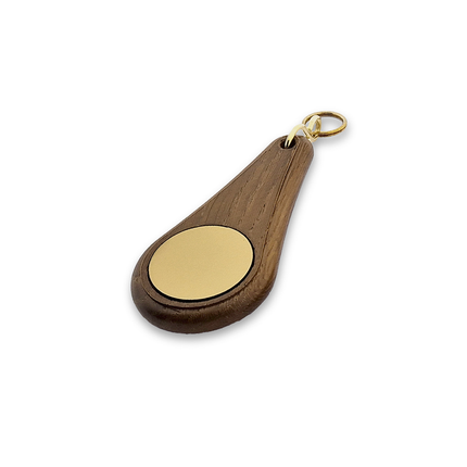 Llavero para hotel Oaky Drop marrón oscuro 110 x 55 mm - ambos lados