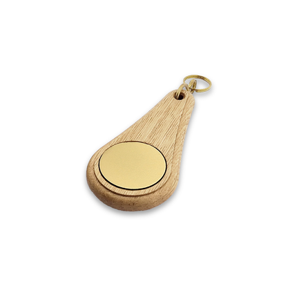 Llavero para hotel Oaky Drop marrón claro 110 x 55 mm - ambos lados