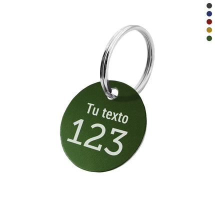 Llavero de aluminio con texto y numero grabado - Por unidad