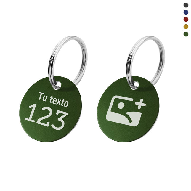 Llavero de aluminio con numero + texto y logotipo personalizado doble cara - Por unidad