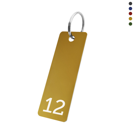 Llavero de aluminio rectangular con numero 25x70 mm - Por unidad
