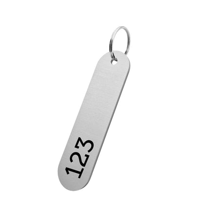 Llavero de aluminio rectangular con numero 20x78 mm - Por unidad