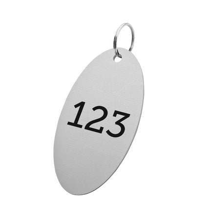 Llavero de aluminio ovalada con numero  45x85 mm - Por unidad