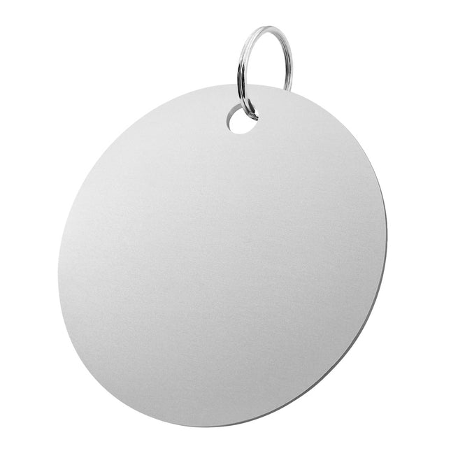 Llavero de aluminio XL plateado Ø80mm - Por unidad