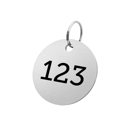 Llavero grande de aluminio con tu numero Ø50mm  - Por unidad