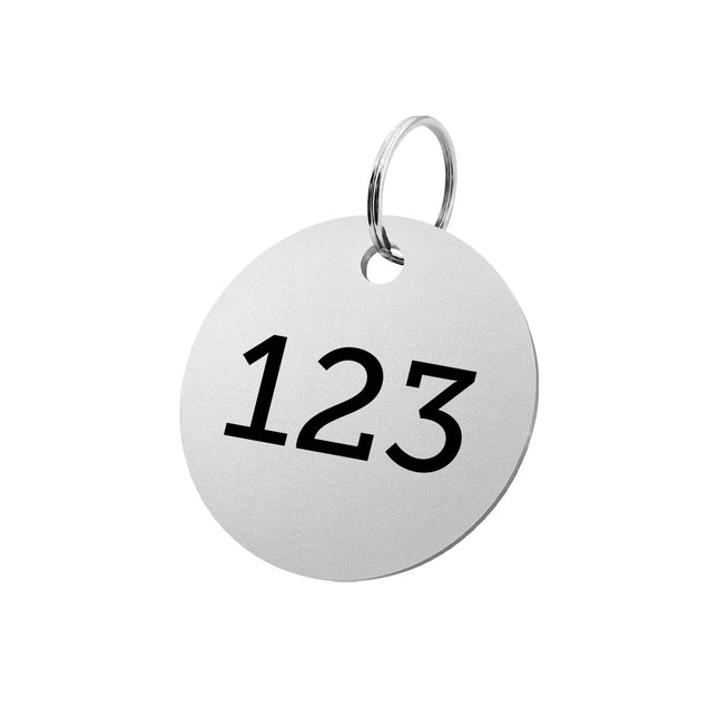 Llavero grande de aluminio con tu numero Ø50mm  - Por unidad