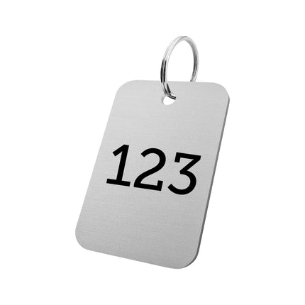 Llavero de aluminio rectangular con numero 40x60 mm - Por unidad