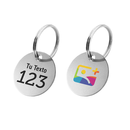 Llavero de aluminio con numero + texto y logotipo a todo color - Por unidad