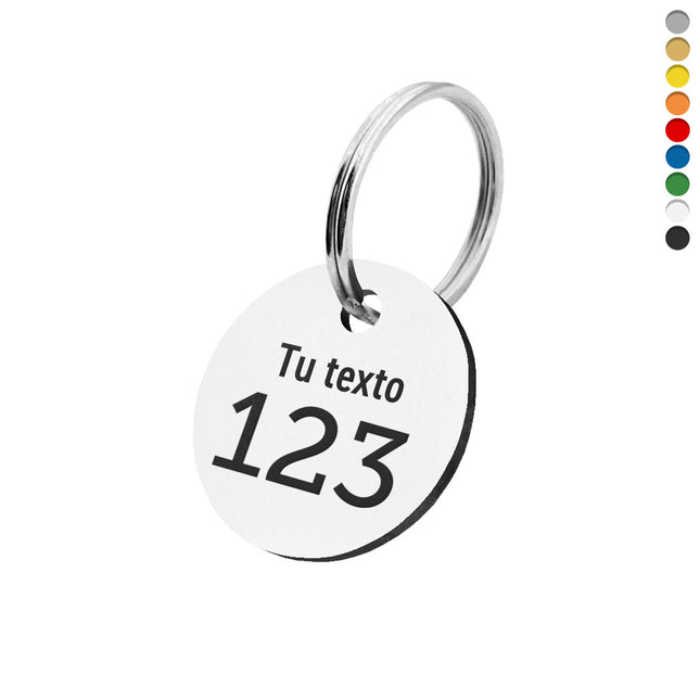 Llavero de acrilico redondo con tu numero y texto  - Por unidad
