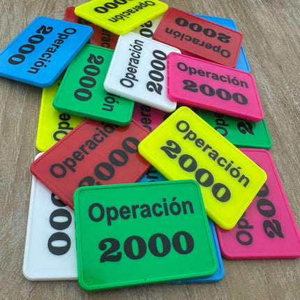 Fichas de plastico rectangular personalizadas 50x35 mm - 100 unidades