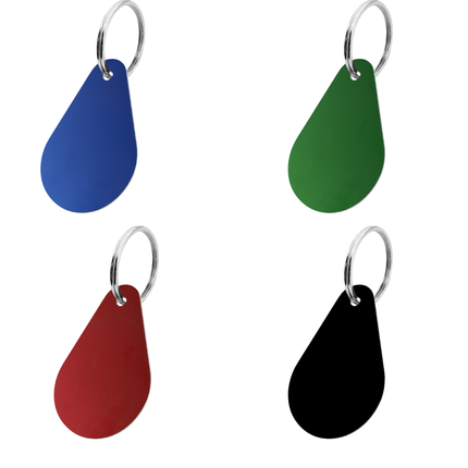 LLavero de aluminio 29x45 mm forma gota con numeracion  - Por unidad