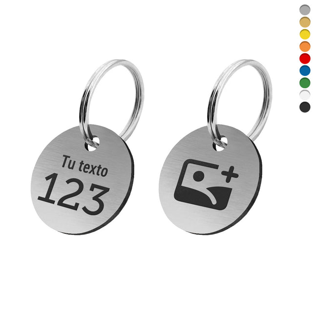 Llavero de acrilico con texto, numero y logotipo doble cara - Por unidad