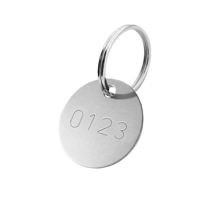 Llavero de aluminio Ø30 mm con número grabado - por unidad