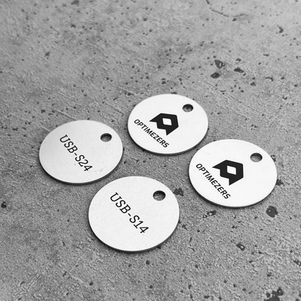 Llavero de aluminio con numero y logotipo doble cara - Por unidad