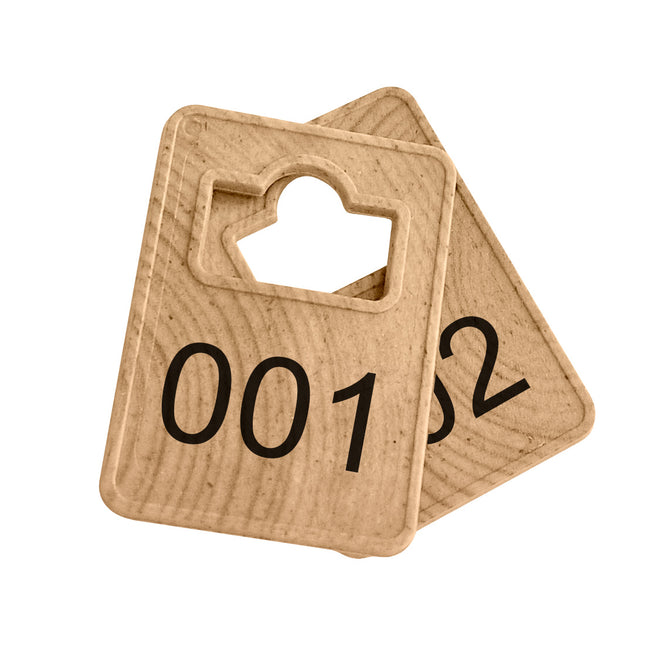 Fichas para guardarropa de fibra de madera Tiffany WOOD  - 100 unidades