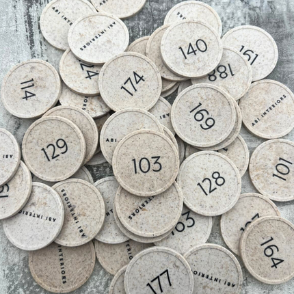 Fichas en fibra de madera personalizadas Ø29 mm - 100 unidades