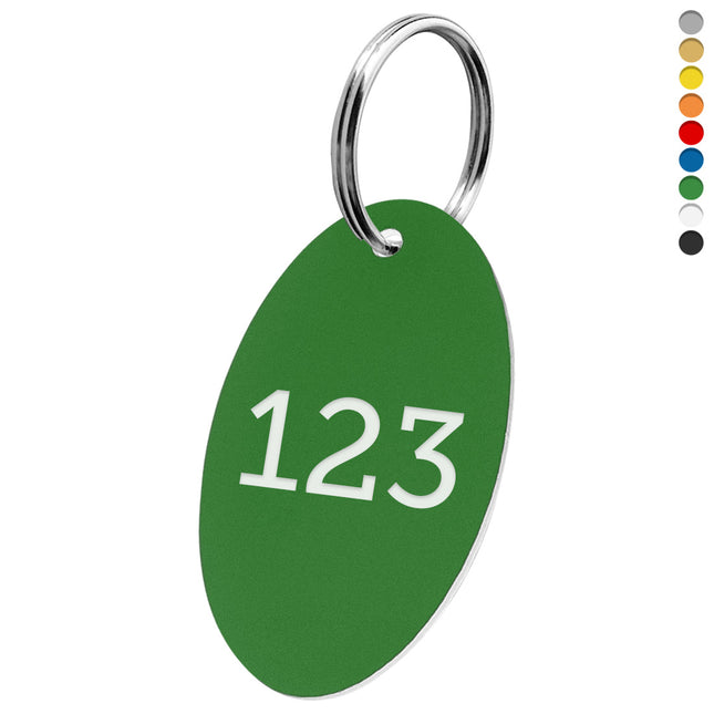 Llavero ovalado de acrilico con numeracion - Por unidad