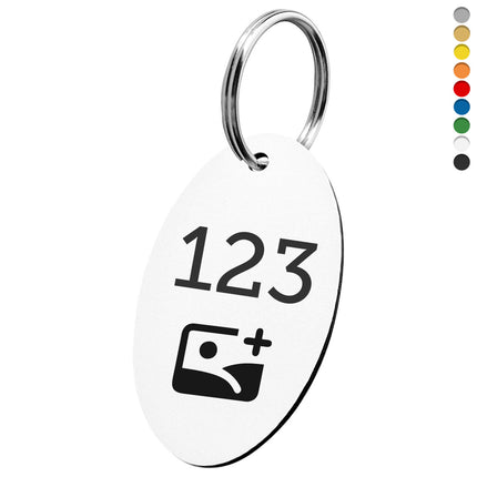 Llavero ovalado de acrilico con numero y logotipo - Por unidad