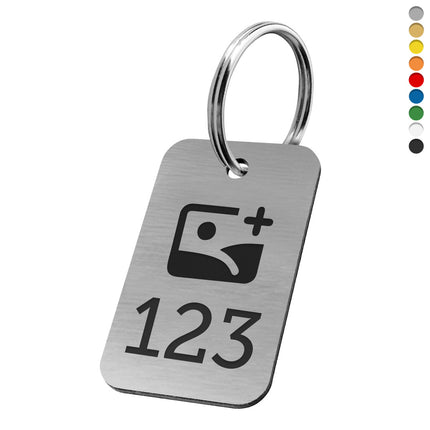 Llavero rectangular de acrilico con logotipo y numeracion - Por unidad